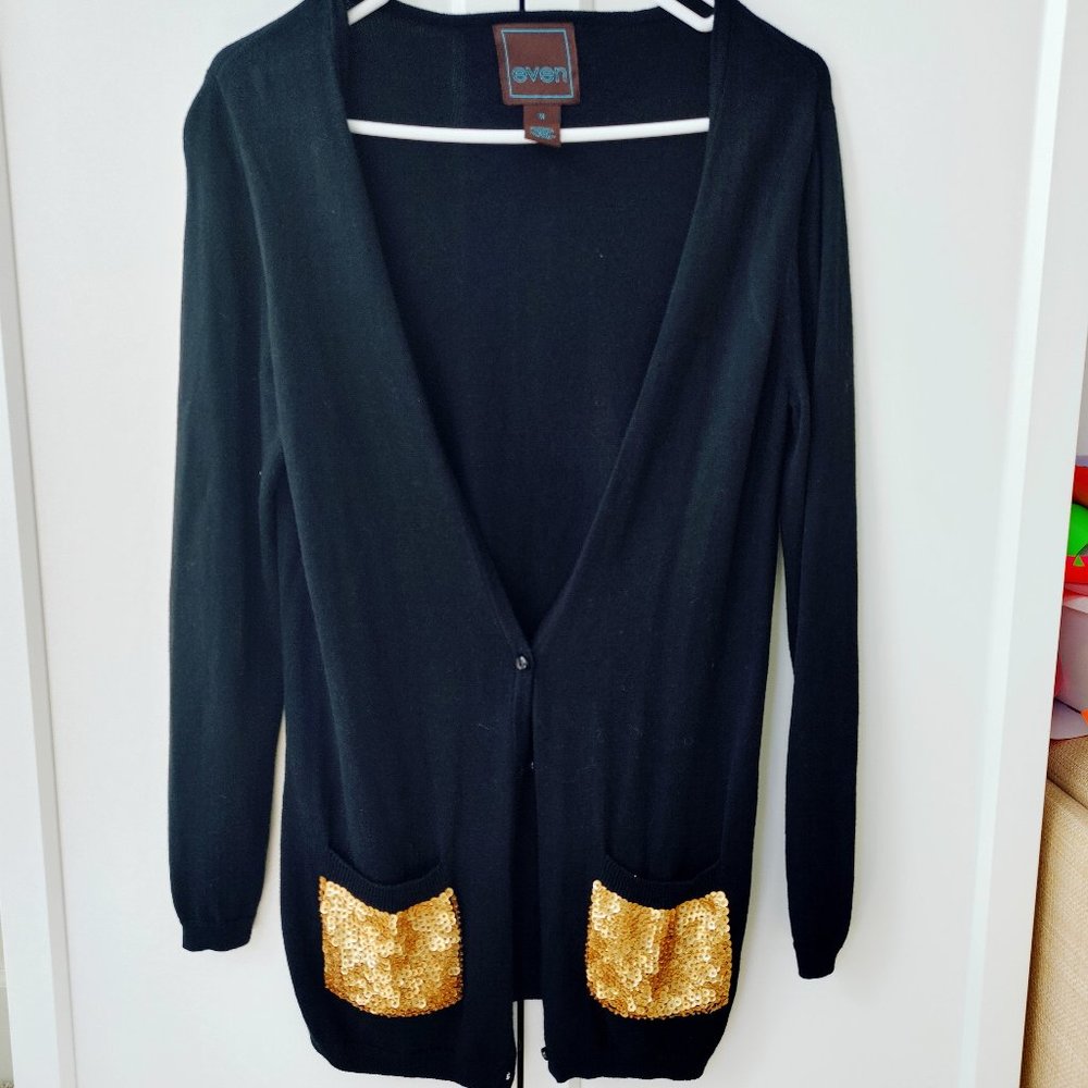Even Clothing Gold Sequin Cardigan - Size Medium